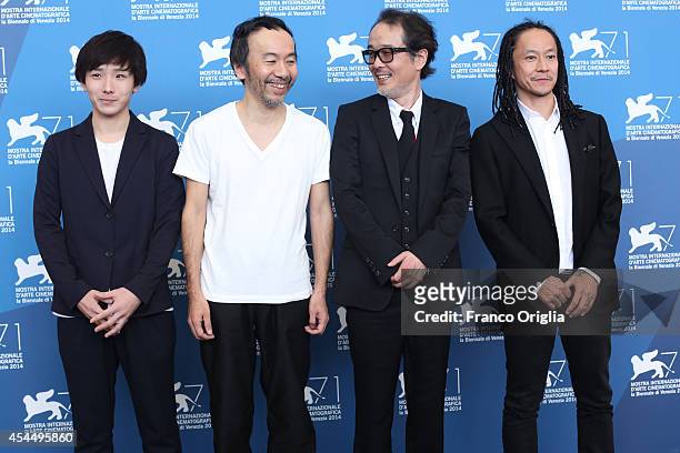 Actor Yusaku Mori, Director Shinya Tsukamoto, Actor Lily Franky and Actor Tatsuya Nakamura attends the 'Fires On The Plain' Photocall during the 71st...