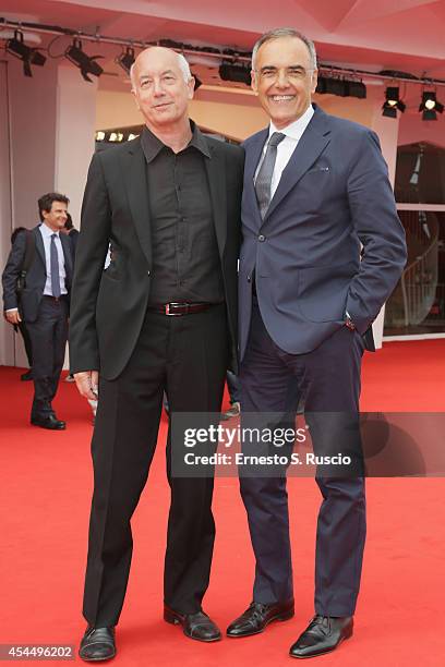 Director Davide Ferrario and Director of the Venice Film Festival Alberto Barbera attend the 'La Zuppa Del Demonio' - Premiere during the 71st Venice...