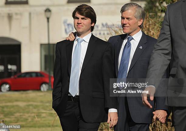 Former Virginia Governor Robert McDonnell arrives at his corruption trial at U.S. District Court for the Eastern District of Virginia with his son...