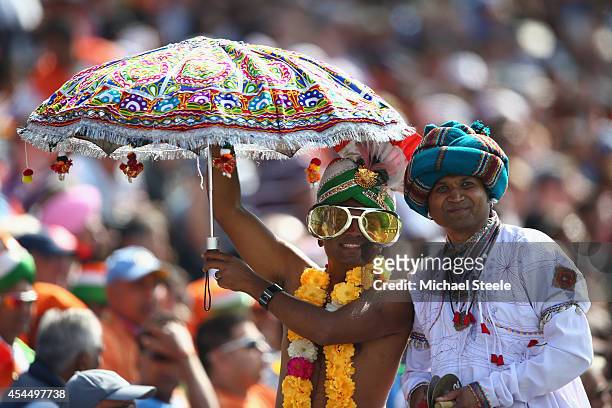 Supporters of India during the fourth Royal London One-Day Series match between England and India at Edgbaston on September 2, 2014 in Birmingham,...