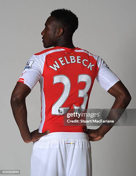 Arsenal unveil new signing Danny Welbeck at London Colney on September 2, 2014 in St Albans, England.