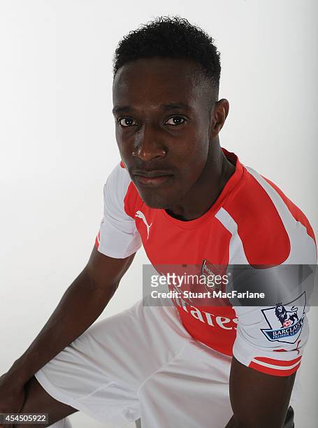 Arsenal unveil new signing Danny Welbeck at London Colney on September 2, 2014 in St Albans, England.