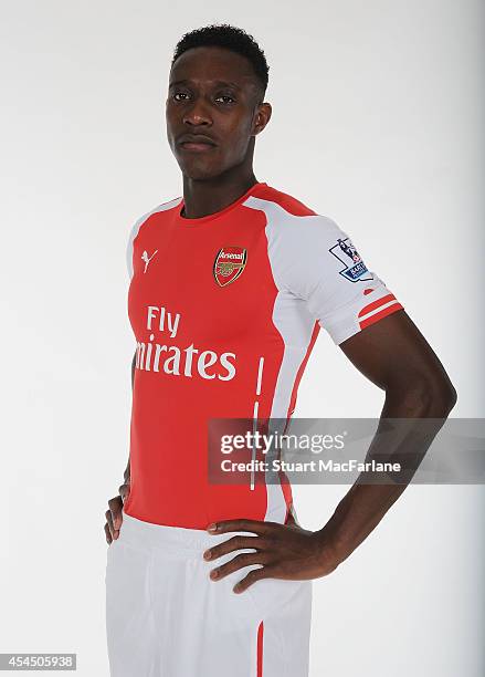 Arsenal unveil new signing Danny Welbeck at London Colney on September 2, 2014 in St Albans, England.