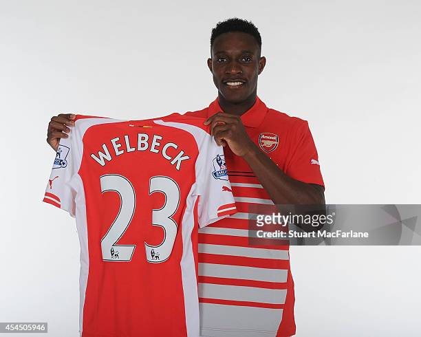 Arsenal unveil new signing Danny Welbeck at London Colney on September 2, 2014 in St Albans, England.