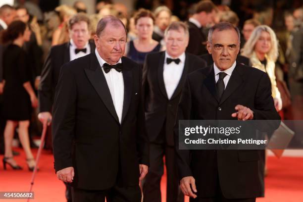Roy Andersson and director of the Venice Film Festival Alberto Barbera attends the 'A Pigeon Sat On A Branch Reflecting On Existence' - Premiere...