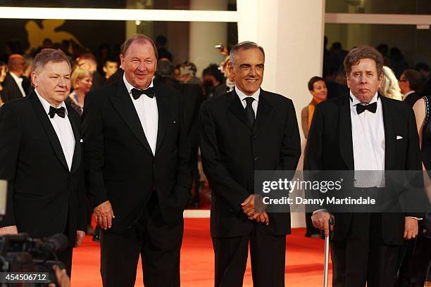 Actor Holger Andersson,director Roy Andersson and director of the Venice Film Festival Alberto Barbera with actor Nils Westblom attends the 'A Pigeon...