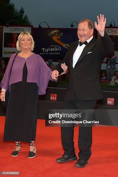 Director Roy Andersson and guest attend the 'A Pigeon Sat On A Branch Reflecting On Existence' premiere during the 71st Venice Film Festival at Sala...