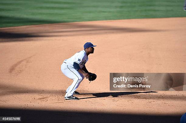 Chris Nelson of the San Diego Padres plays during a baseball game against the Colorado Rockies at Petco Park August 2014 in San Diego, California.