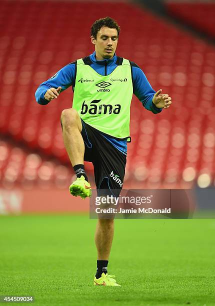 Vegard Forren of Norway warms up during an Norway training session at Wembley Stadium on September 2, 2014 in London, England.