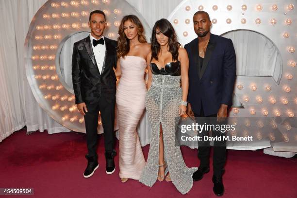Lewis Hamilton, Nicole Scherzinger, Kim Kardashian and Kanye West attend the GQ Men Of The Year awards in association with Hugo Boss at The Royal...