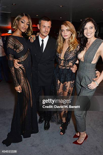 Jourdan Dunn, Jonathan Saunders, Cara Delevingne and Daisy Lowe attend the GQ Men Of The Year awards in association with Hugo Boss at The Royal Opera...