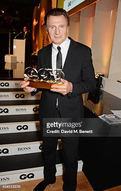 Liam Neeson, winner of the Editor's Special award, attends the GQ Men Of The Year awards in association with Hugo Boss at The Royal Opera House on...
