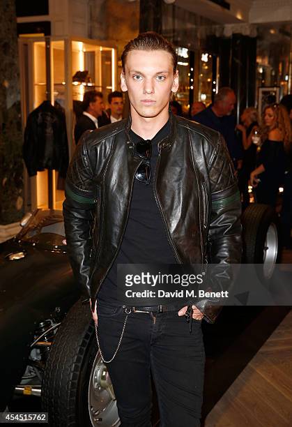 Jamie Campbell Bower attends a cocktail reception to celebrate the new Belstaff by Goodwood racing jacket capsule collection at Belstaff House, New...
