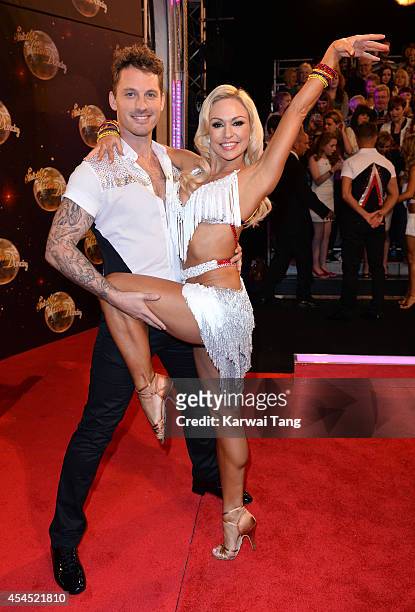 Tristan MacManus and Kristina Rihanoff attend the red carpet launch for Strictly Come Dancing 2014 at Elstree Studios on September 2, 2014 in...