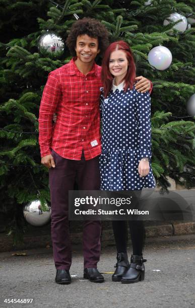 Blue Peter presenters Radzi Chinyanganya and Lindsey Russell attends the Downing Street Christmas Party at 10 Downing Street on December 9, 2013 in...