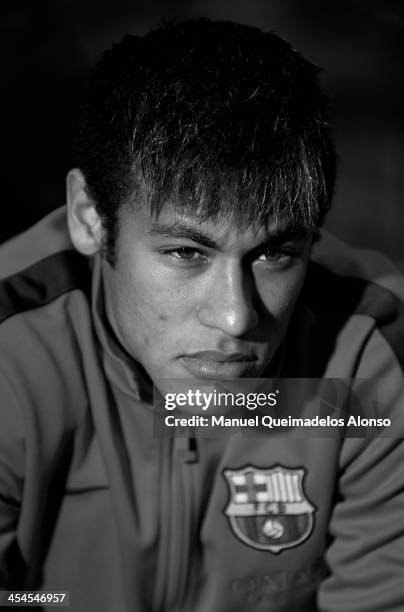 Neymar of Barcelona sits on the substitutes bench prior to start the Copa del Rey, Round of 32 match between FC Cartagena and FC Barcelona at Estadio...