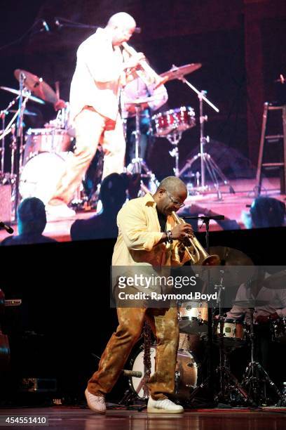 Trumpeter Terence Blanchard performs during the 36th Annual Chicago Jazz Festival at Millennium Park on August 29, 2014 in Chicago, Illinois.