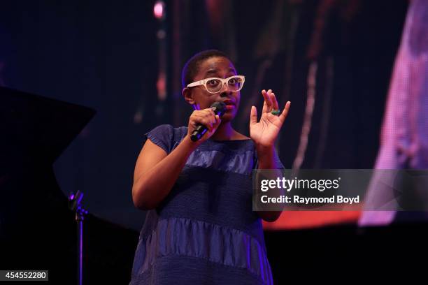 Singer Cecile McLorin Salvant performs during the 36th Annual Chicago Jazz Festival at Millennium Park on August 31, 2014 in Chicago, Illinois.