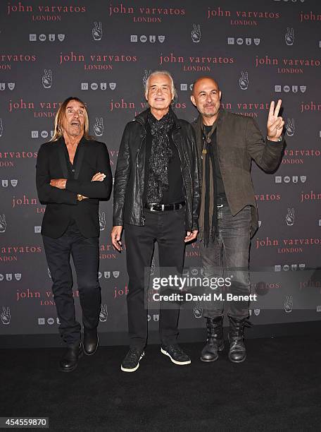 Iggy Pop, Jimmy Page and John Varvatos attend as John Varvatos launch their first European store in London, on September 3, 2014 in London, England.