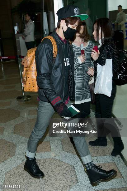 Yang Yo-Seop of South Korean boy band Beast is seen on departure at Gimpo International Airport on December 9, 2013 in Seoul, South Korea.