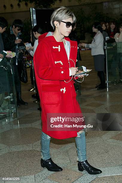 Jang Hyun-Seung of South Korean boy band Beast is seen on departure at Gimpo International Airport on December 9, 2013 in Seoul, South Korea.