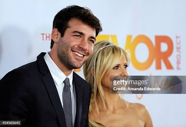 Actor James Wolk and actress Sarah Michelle Gellar arrive at the TevorLIVE Los Angeles Benefit celebrating The Trevor Project's 15th anniversary at...
