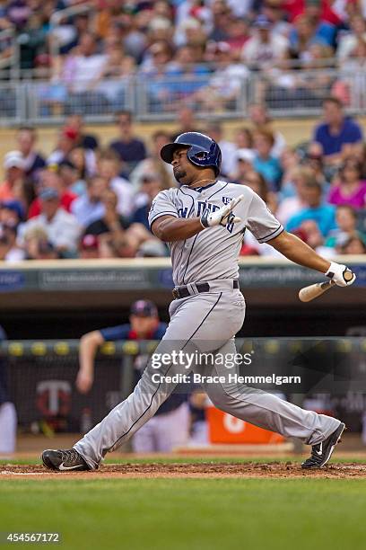 Chris Nelson of the San Diego Padres bats against the Minnesota Twins on August 5, 2014 at Target Field in Minneapolis, Minnesota. The Twins defeated...