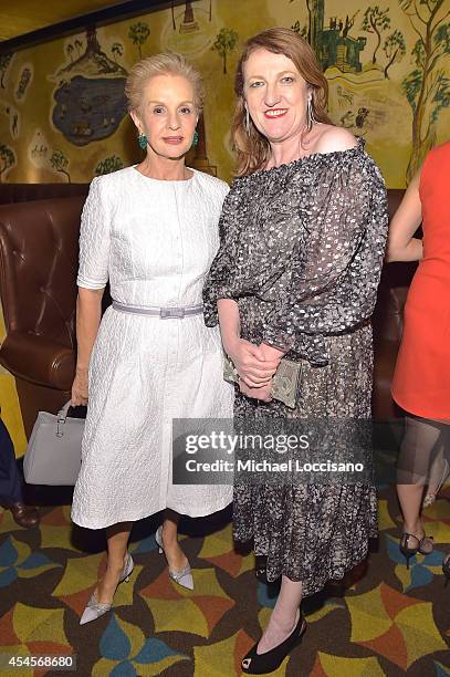 Fashion designer Carolina Herrera and Editor-in-Chief of Harper's Bazaar Glenda Bailey attend the New York Times Vanessa Friedman and Alexandra...