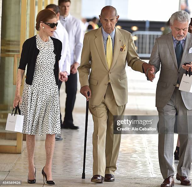 Oscar de la Renta and Annette de la Renta are seen in Midtown on September 3, 2014 in New York City.