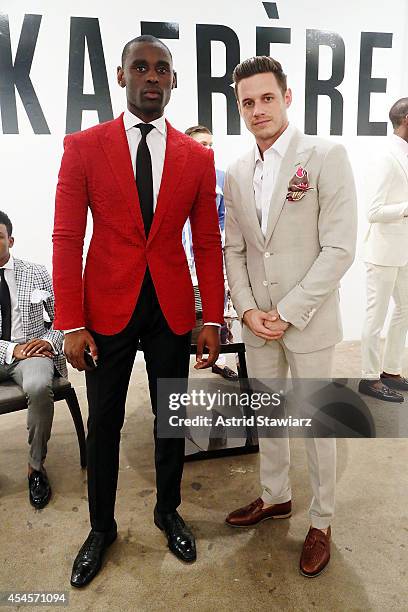 Fashion designers Davidson Petit-Frere and Aleks Musika attend the Musika Frere Spring 2015 Presentation at Highline Loft on September 3, 2014 in New...