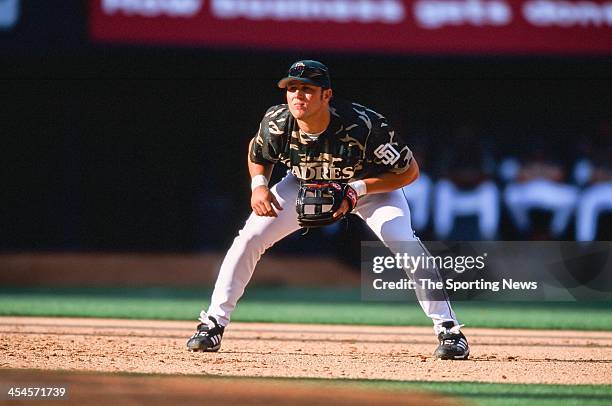 Sean Burroughs of the San Diego Padres during the game against the Arizona Diamondbacks on April 8, 2002 at Qualcomm Stadium in San Diego, California.