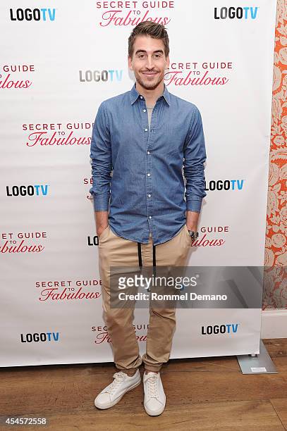 Jordan Bach attends the Logo TV Premiere Party for "Secret Guide To Fabulous" with Kelly Ripa & Mark Consuelos at Crosby Hotel on September 3, 2014...