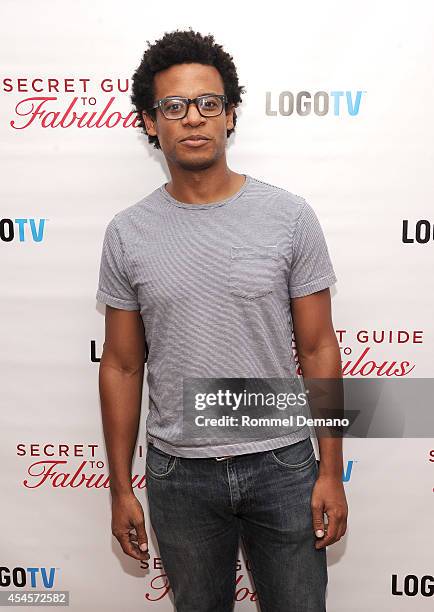 Jordan Carlos attends the Logo TV Premiere Party for "Secret Guide To Fabulous" with Kelly Ripa & Mark Consuelos at Crosby Hotel on September 3, 2014...