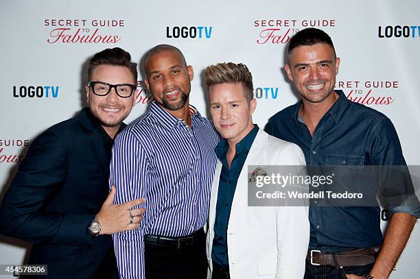 Rob Younkers, Shaun T, Theodore Leaf and John Gidding attends the "Secret Guide To Fabulous" Premiere Party at the Crosby Hotel on September 3, 2014...