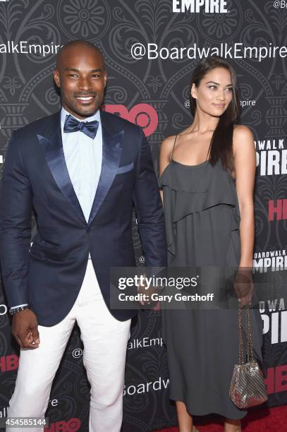 Models Tyson Beckford and Shanina Shaik attend the "Boardwalk Empire" Season 5 Premiere at Ziegfeld Theatre on September 3, 2014 in New York City.