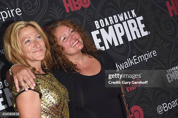 Edie Falco & Aida Turturro attend the "Boardwalk Empire" Season 5 Premiere at Ziegfeld Theatre on September 3, 2014 in New York City.