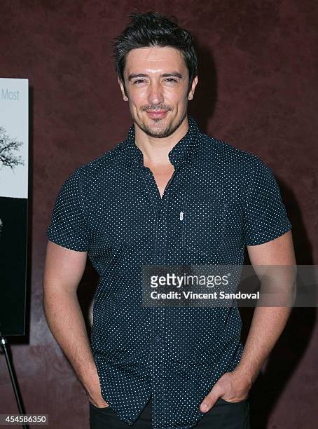 Actor Adam Croasdell attends the Los Angeles premiere of "Duality" at Landmark Theatre on September 3, 2014 in Los Angeles, California.