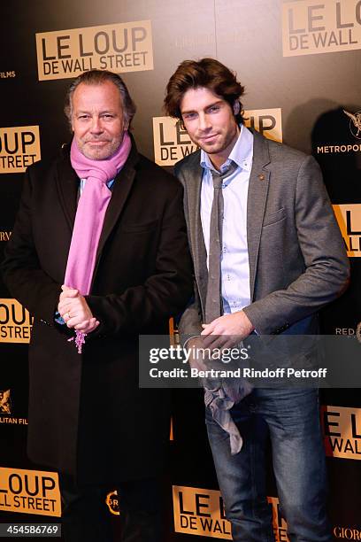 Actors Michel Leen and his son Tom Leeb attend the photocall before the 'The Wolf of Wall Street' World movie Premiere at Cinema Gaumont Opera on...