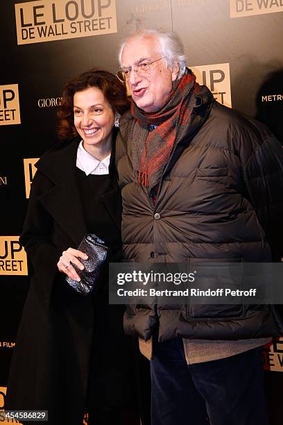 Director Bertrand Tavernier and general director of CNC Audrey Azoulay attend the photocall before the 'The Wolf of Wall Street' World movie Premiere...