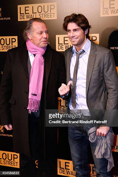 Actors Michel Leen and his son Tom Leeb attend the photocall before the 'The Wolf of Wall Street' World movie Premiere at Cinema Gaumont Opera on...