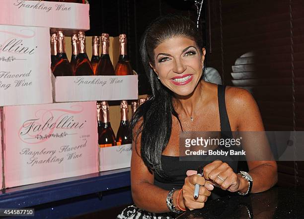 Teresa Giudice attends her Fabellini Bottle Signing at Godfather Catering on September 3, 2014 in East Hanover, New Jersey.