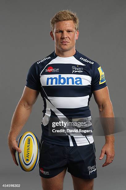 Captain Daniel Braid of Sale Sharks poses during the Aviva Premiership Rugby 2014-2015 Season Launch at Twickenham Stadium on August 27, 2014 in...