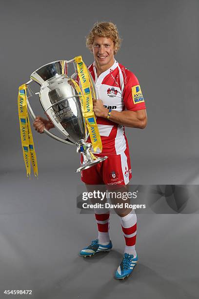 Captain Billy Twelvetrees of Gloucester Rugby poses during the Aviva Premiership Rugby 2014-2015 Season Launch at Twickenham Stadium on August 27,...