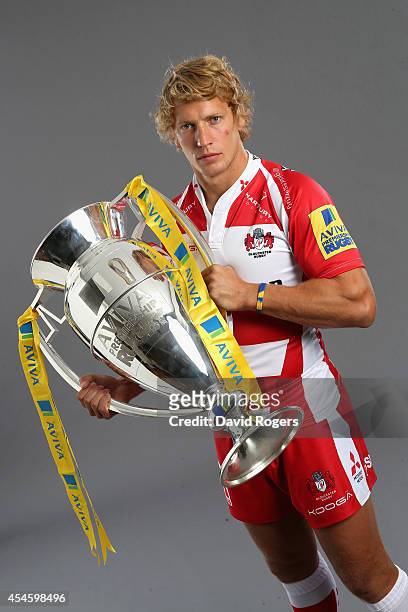 Captain Billy Twelvetrees of Gloucester Rugby poses during the Aviva Premiership Rugby 2014-2015 Season Launch at Twickenham Stadium on August 27,...