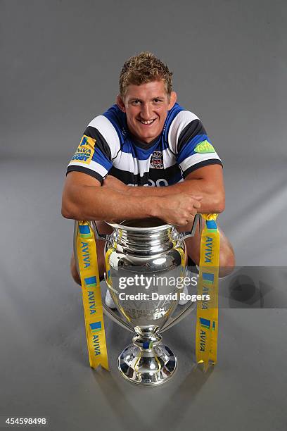 Captain Stuart Hooper of Bath Rugby poses during the Aviva Premiership Rugby 2014-2015 Season Launch at Twickenham Stadium on August 27, 2014 in...
