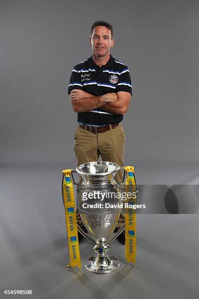 Bath Head Coach Mike Ford poses during the Aviva Premiership Rugby 2014-2015 Season Launch at Twickenham Stadium on August 27, 2014 in London,...