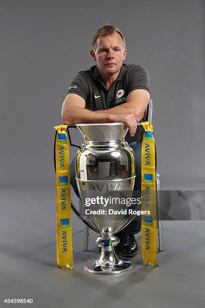 Saracens Director of Rugby Mark McCall poses during the Aviva Premiership Rugby 2014-2015 Season Launch at Twickenham Stadium on August 27, 2014 in...
