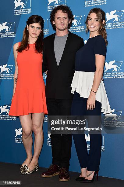 Alexandra Daddario, Anton Yelchin and Ashley Greene attend 'Burying The Ex' Photocall during the 71st Venice Film Festival on September 4, 2014 in...