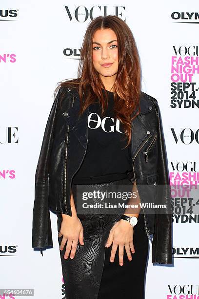 Charlotte Best arrives at the launch of Fashion's Night Out at Hyde Park on September 4, 2014 in Sydney, Australia.
