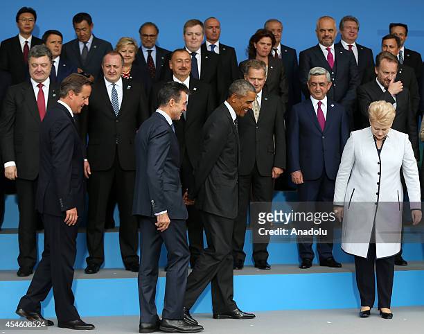 British Prime Minister David Cameron, NATO Secretary General Anders Fogh Rasmussen, US President Barack Obama and Lithuanian President Dalia...